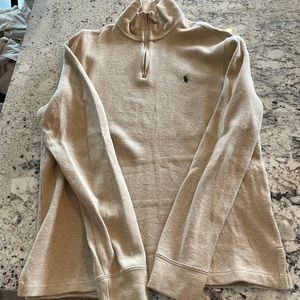 Tan Mens Polo Quarter Zip sweater